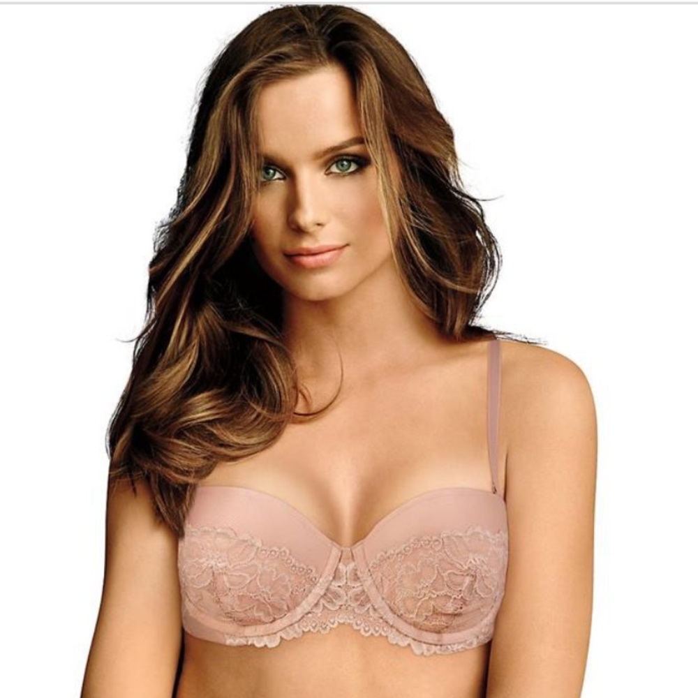 Maidenform Strapless Multiway Lace Convertible Pink Push Up Bra - 36C